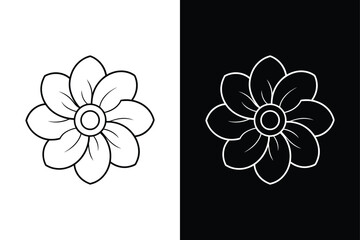 Anemone Flower Clipart. Black Line Art Illustration for Graphic Projects