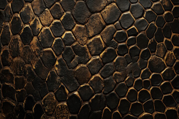 black and gold background with a pattern of squares. The squares are of different sizes and are arranged in a way that creates a sense of depth and texture. Scene is warm and inviting