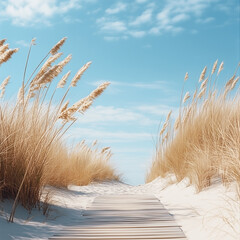 Sunny Beach Background with Elegant Dunes