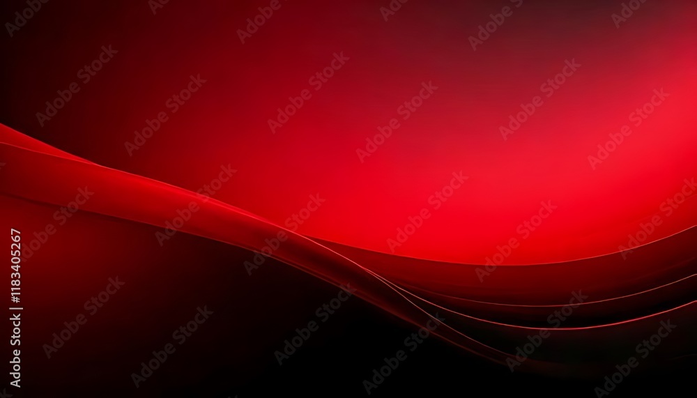Poster smooth, red, curving lines flow against a dark, gradient background creating motion.