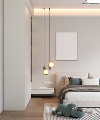Interior Kids Room Wall Mockup - 3d rendering, 3d illustration