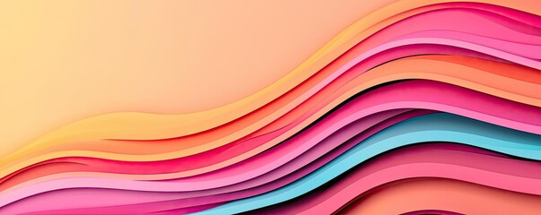 Obraz premium Layer abstract background concept. Vibrant wave patterns in pastel colors create a dynamic and modern background.