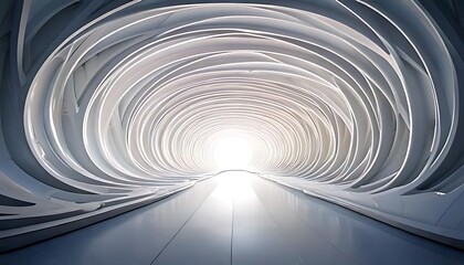Obraz premium Swirling lines create a bright tunnel with light ahead.