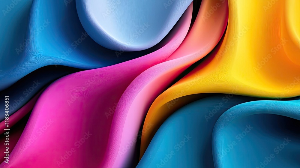 Poster layer abstract background concept. vibrant abstract curves with bright colors create a dynamic visua