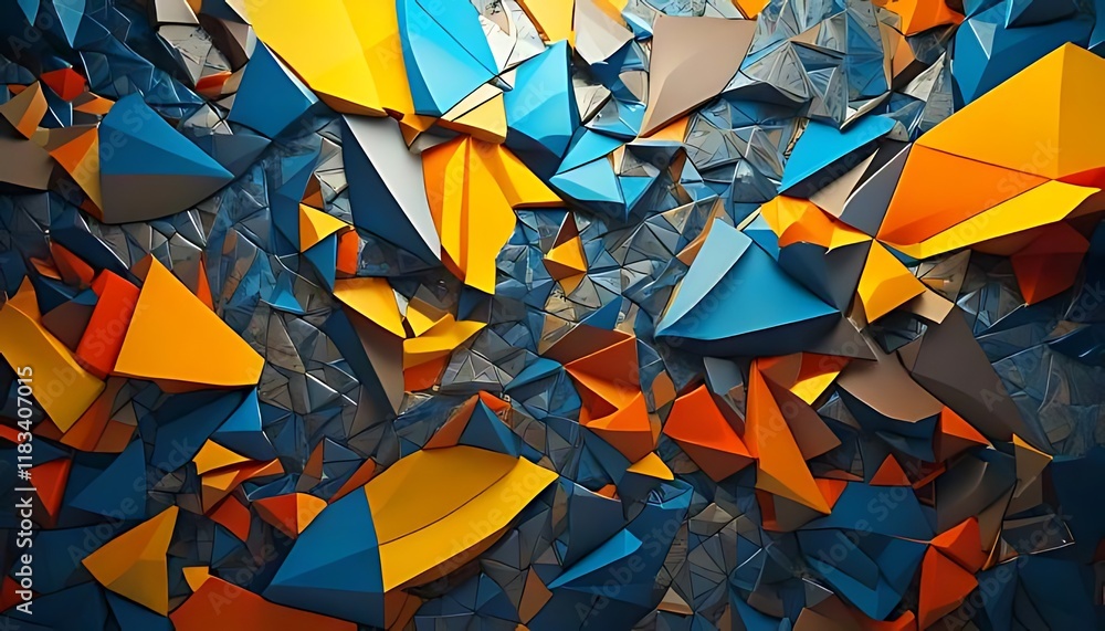 Poster textured shapes create a dynamic, abstract composition with diverse colors.