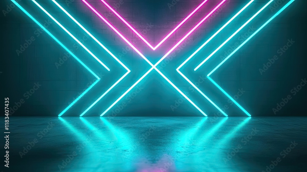 Poster matrix abstract background concept. vibrant neon lights creating a modern, dynamic atmosphere in a d