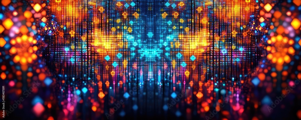 Poster matrix abstract background concept. vibrant abstract background featuring colorful lights and patter