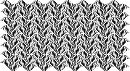 Vector seamless pattern of wavy lines. Geometric background with visual effect of volume folds. Simple illustration with texture of fabric, textile for print, web