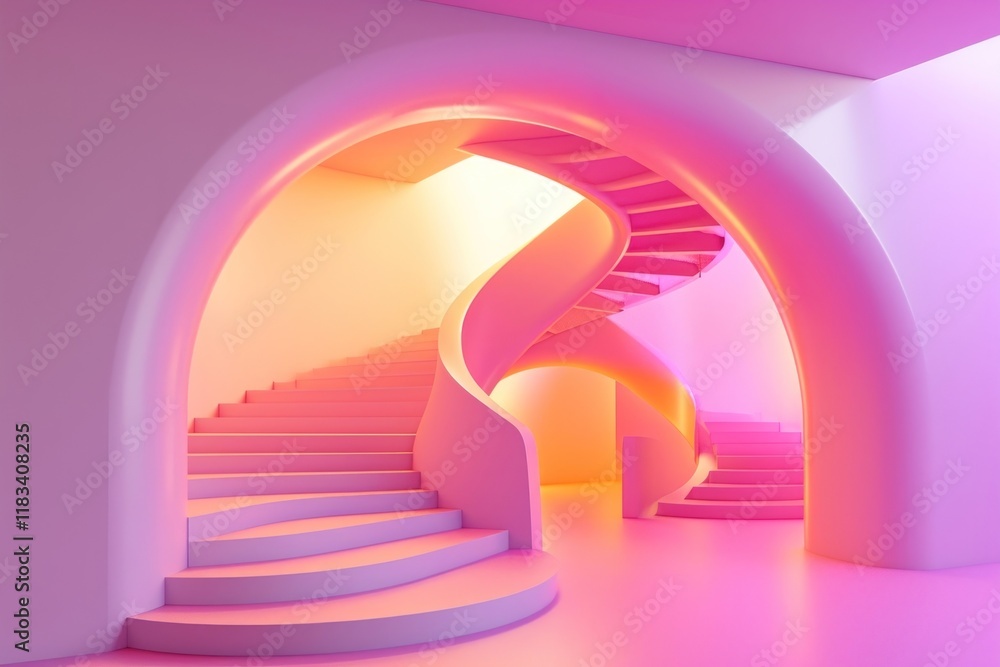 Poster abstract space with stairs architecture staircase building.