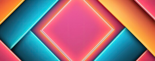 Matrix abstract background concept. Vibrant geometric pattern featuring colorful diamond shapes and neon outlines.