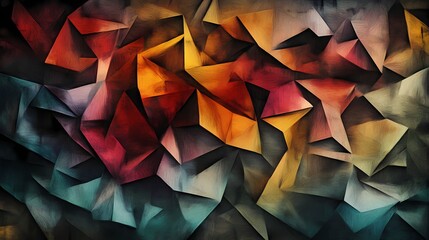 Obraz premium Abstract Geometric Art with Intricate Shapes and Vibrant Colors Creating a Dynamic Visual Composition for Modern Design Use