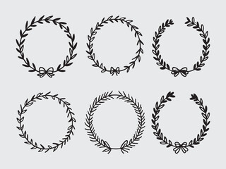 Nine laurel wreaths vector set