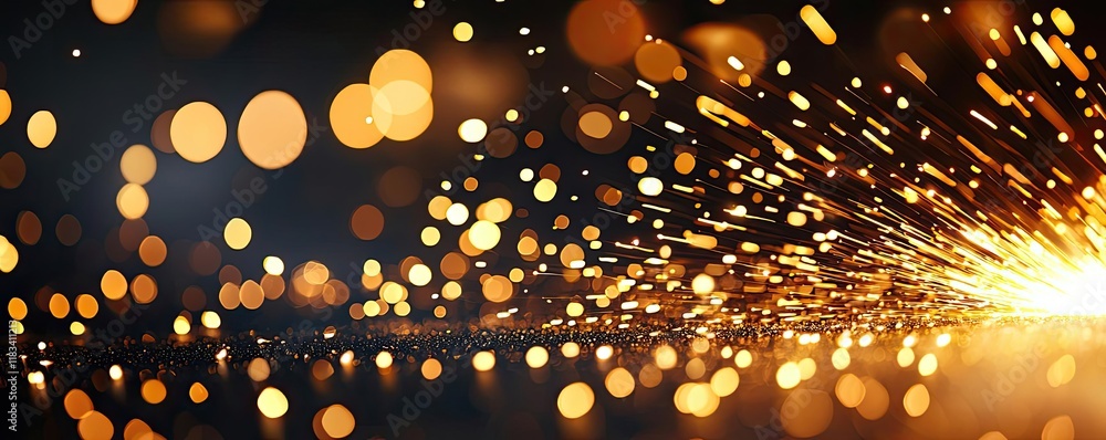 Poster fire abstract background idea. a captivating display of golden sparks and bokeh effects, perfect for