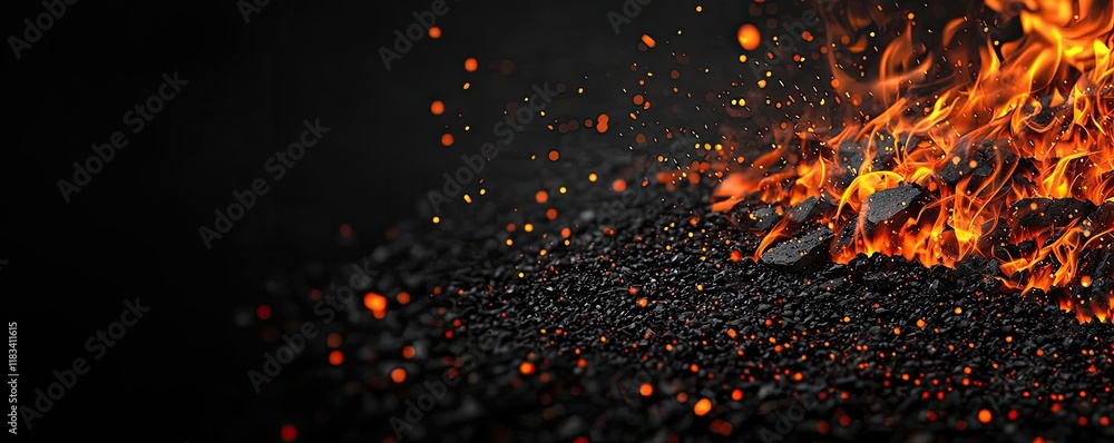 Poster Fire abstract background idea. Vivid flames and glowing embers create a dynamic display of heat and energy.