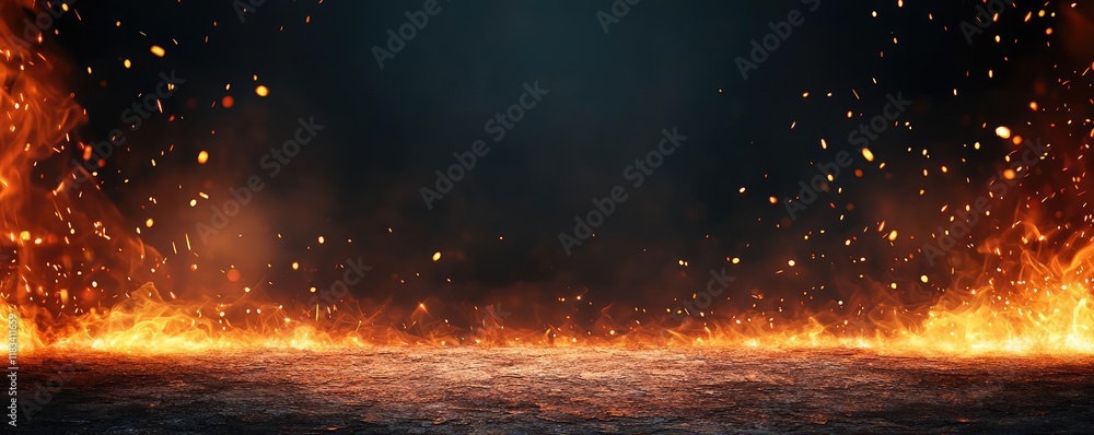 Poster fire abstract background idea. a mesmerizing display of fire against a dark background, creating dra