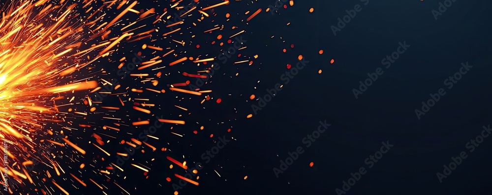 Poster fire abstract background idea. dynamic explosion of sparks on a dark background, representing energy