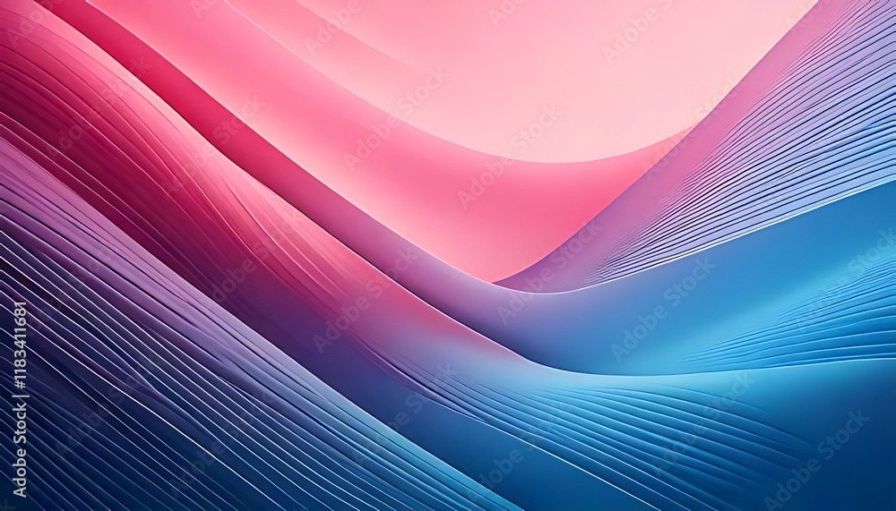 Poster wavy, textured lines flow across the image with a smooth pink and blue gradient.