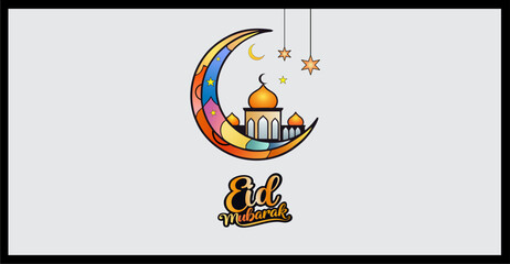 Eid Mubarak Islamic background template vector Illustration.