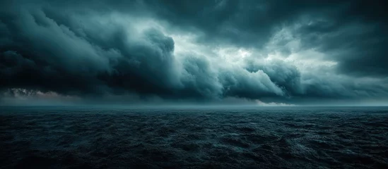 Fleecedeken met foto Ocean storm cloudscape, dark sea, dramatic weather, background danger © slametmurtadho