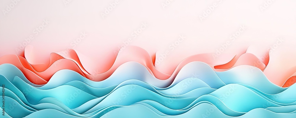 Poster watercolor abstract background idea. abstract waves in soothing colors create a serene and modern de