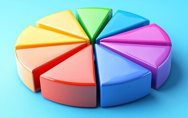 Obraz premium Colorful 3D pie chart on blue background.