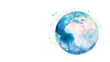Watercolor hand painted planet Earth isolated on white background. Symbol of life,Environmental problems and environmental protection ecology,Hand drawn Globe watercolour paint,Earth Day.