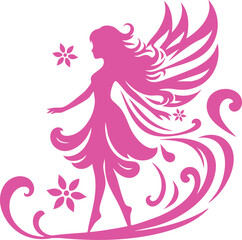 Fairy Character Silhouette Icon Vector

