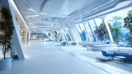 Futuristic classroom design featuring themed learning spaces innovative architecture digital learning environment modern viewpoint educational concept