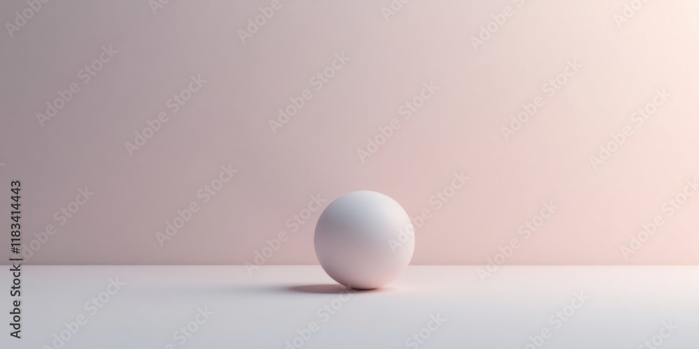 Poster a single pale sphere rests on a minimalist surface
