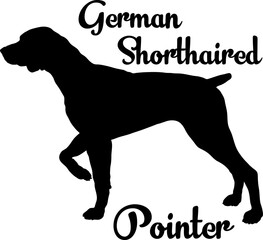 Germa Shorthaired Pointer. dog silhouette, dog, dog breeds, logo, vector, love me love my dog, silhouette, i love my dog, animal, illustration, icon, sign, design, black, symbol, pet, love

