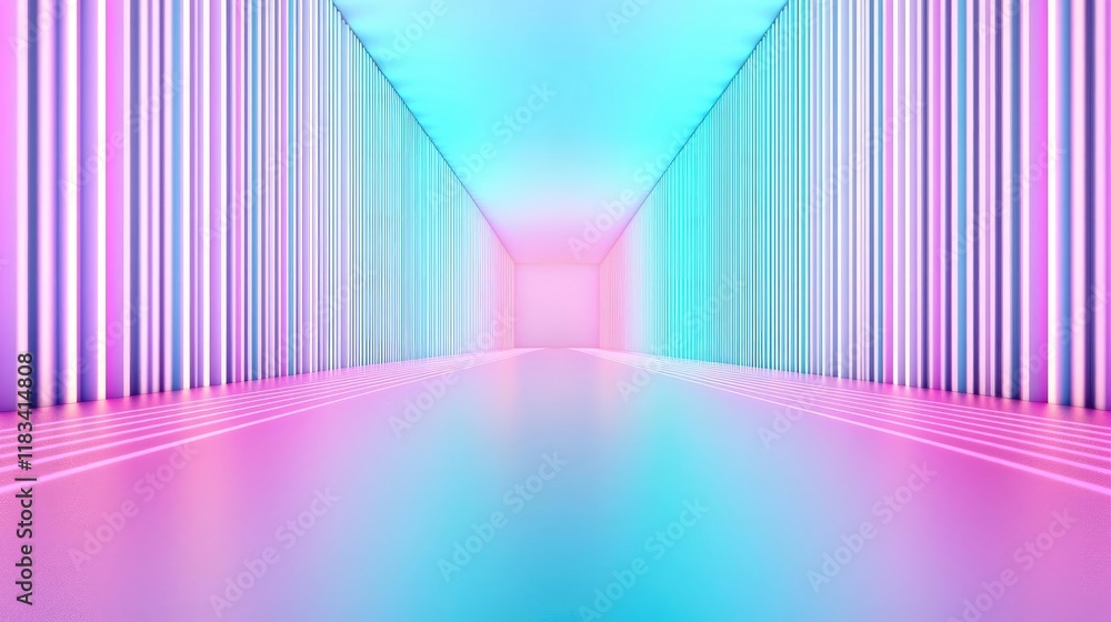 Aufkleber floor abstract background concept. vibrant corridor with colorful lighting, creating a modern and fu