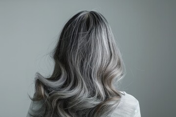 Fototapeta premium Replenishing dry hair treatment for older women with gray hair.