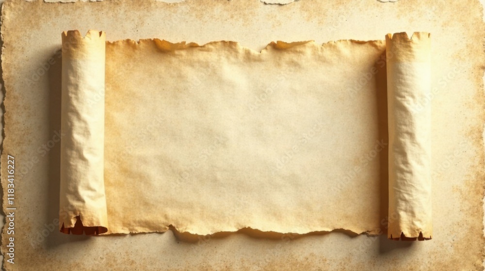 Aufkleber aged parchment scroll unfurled, ready for your ancient message or timeless tale