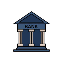illustration of the bank building, business bank icon in transparent background