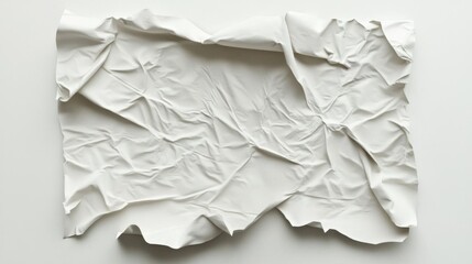 Fototapeta premium White Sheet Lies Crumpled on a White Surface with Smooth Texture and Minimalist Aesthetic.