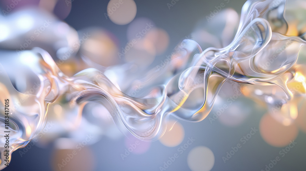 Poster captivating abstract fluid shapes with soft colors and bokeh effects