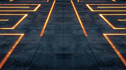 Floor abstract background concept. Futuristic urban pavement featuring glowing lines and a sleek design in a modern setting.