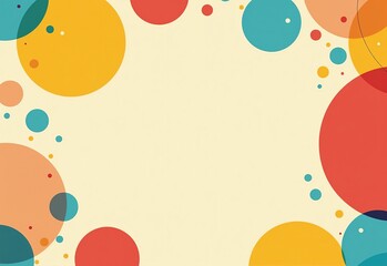 Colorful Abstract Retro Background with Multicolored Circles and Shapes for Eye-Catching Banner, Poster, or Flyer Design 