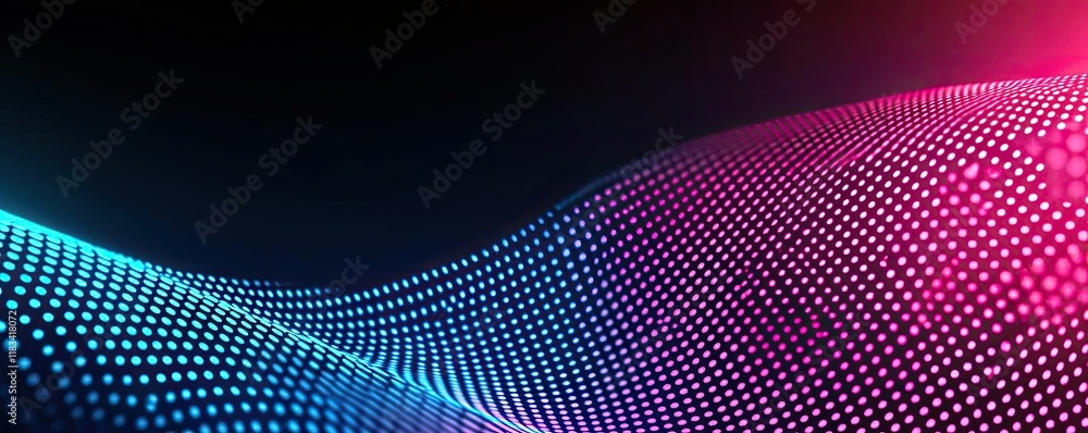Poster dots abstract background concept. abstract vibrant wave pattern with colorful dots on a dark backgro