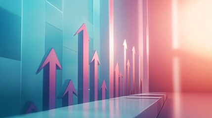 Fototapeta premium A realistic 3D graph with arrows pointing upward 