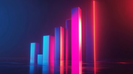 Fototapeta premium A realistic bar graph with glowing upward trend 