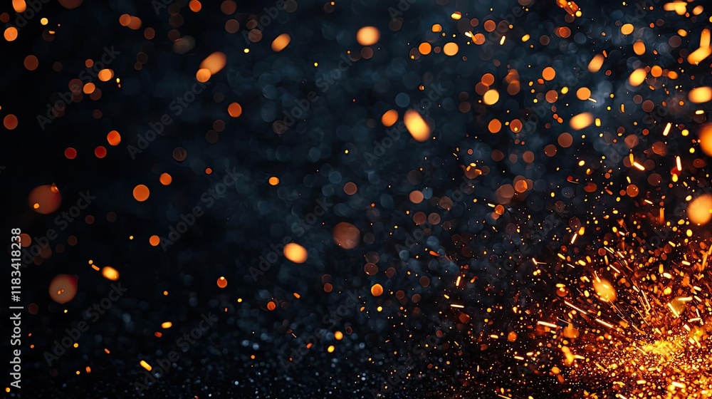 Poster fire abstract background idea. a vibrant display of sparks and glowing particles against a dark back