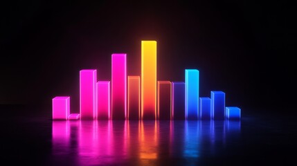 A realistic bar graph with glowing upward trend
