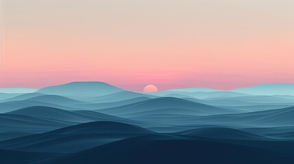 Fototapeta premium minimalist landscape, flat 2d image, phone wallpaper, calming and clean