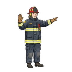 Fototapeta premium Firefighter Training Drill Demonstration Urban Fire Station Educational Illustration Emergency Response Environment Side View Safety Awareness