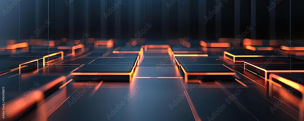 Aufkleber floor abstract background concept. futuristic digital landscape with glowing grid patterns and vibra