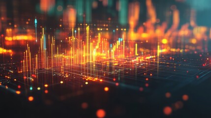 Fototapeta premium A realistic visualization of stock growth with detailed insights A realistic upward arrow glowing on a digital background A realistic financial performance chart glowing with insights