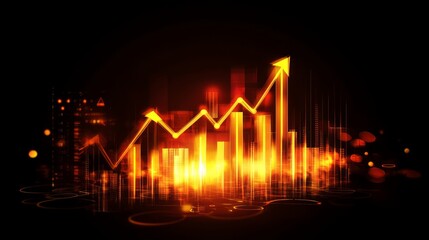 A realistic visualization of stock growth with detailed insights A realistic upward arrow glowing on a digital background
A realistic financial performance chart glowing with insights