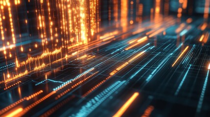 A realistic financial performance chart glowing with insights
