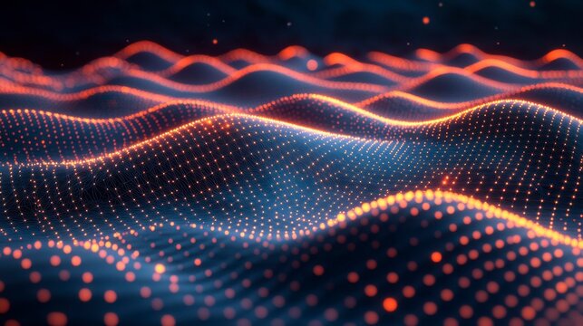 Abstract artwork of quantum mechanics, featuring luminous particles and wave functions, symbolizing the intricate interactions and mathematical nature of quantum theory